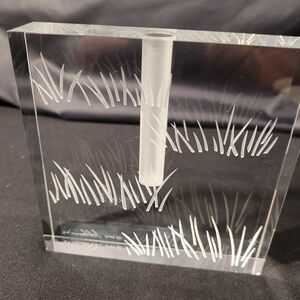 Stephan Schlanser 2002 Vase/pen Holder 5inx5in Etched Glass